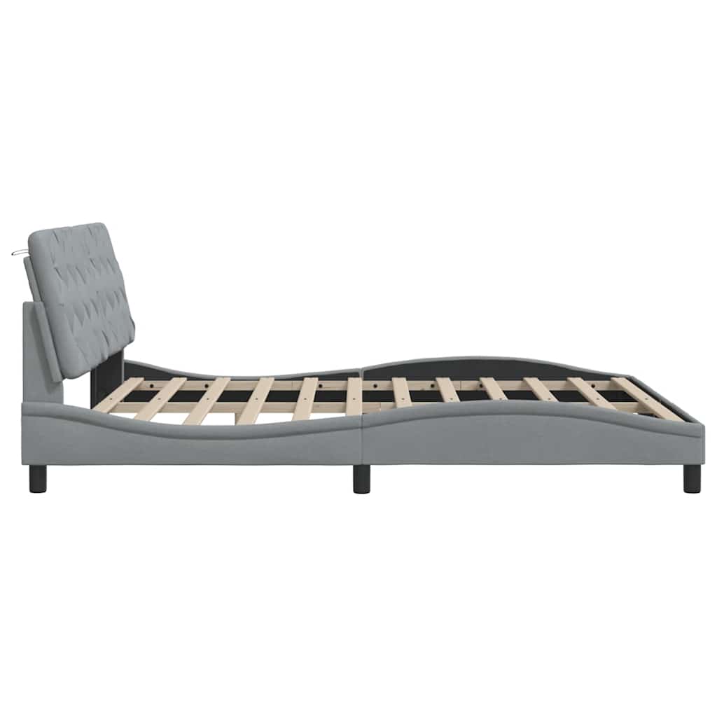 Cadre de lit sans matelas gris clair 180 x 200 cm en tissu - 8