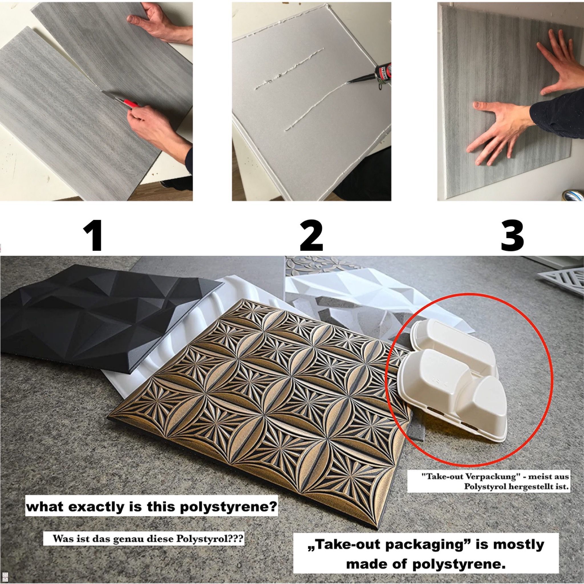 (20 m² = 80 pièces) / panneaux muraux revêtement mural panneaux de plafond plaques panneaux UNI blanc MATÉRIAU POLYSTYRÈNE 2 mm d'épaisseur - 5