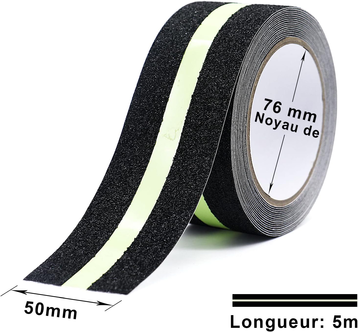 2 Pack adhésif antidérapant avec Film Lumineux Brille dans Le Noir, Bande de sécurité pour escaliers échelles sols glissants Intérieur et Extérieur - 4