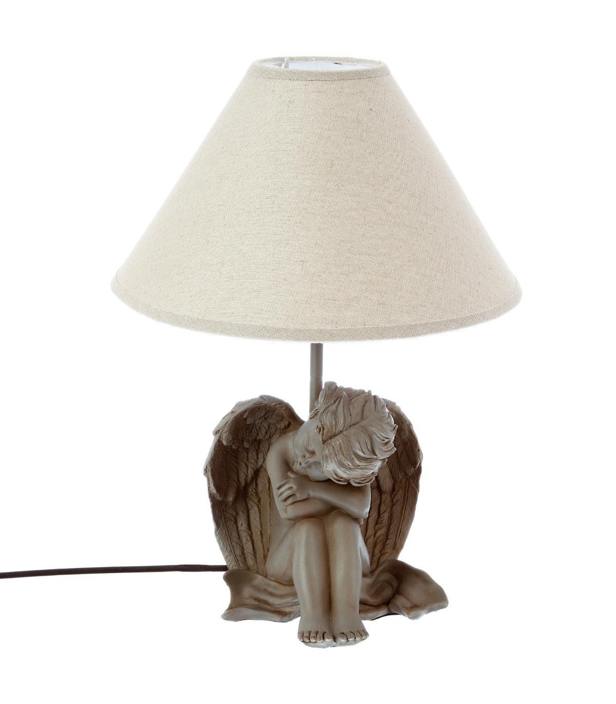 Lampe Italienne Des Années 50 Ange Avec Harpe En Résine Moulée Et Base Doree Santini 42cm