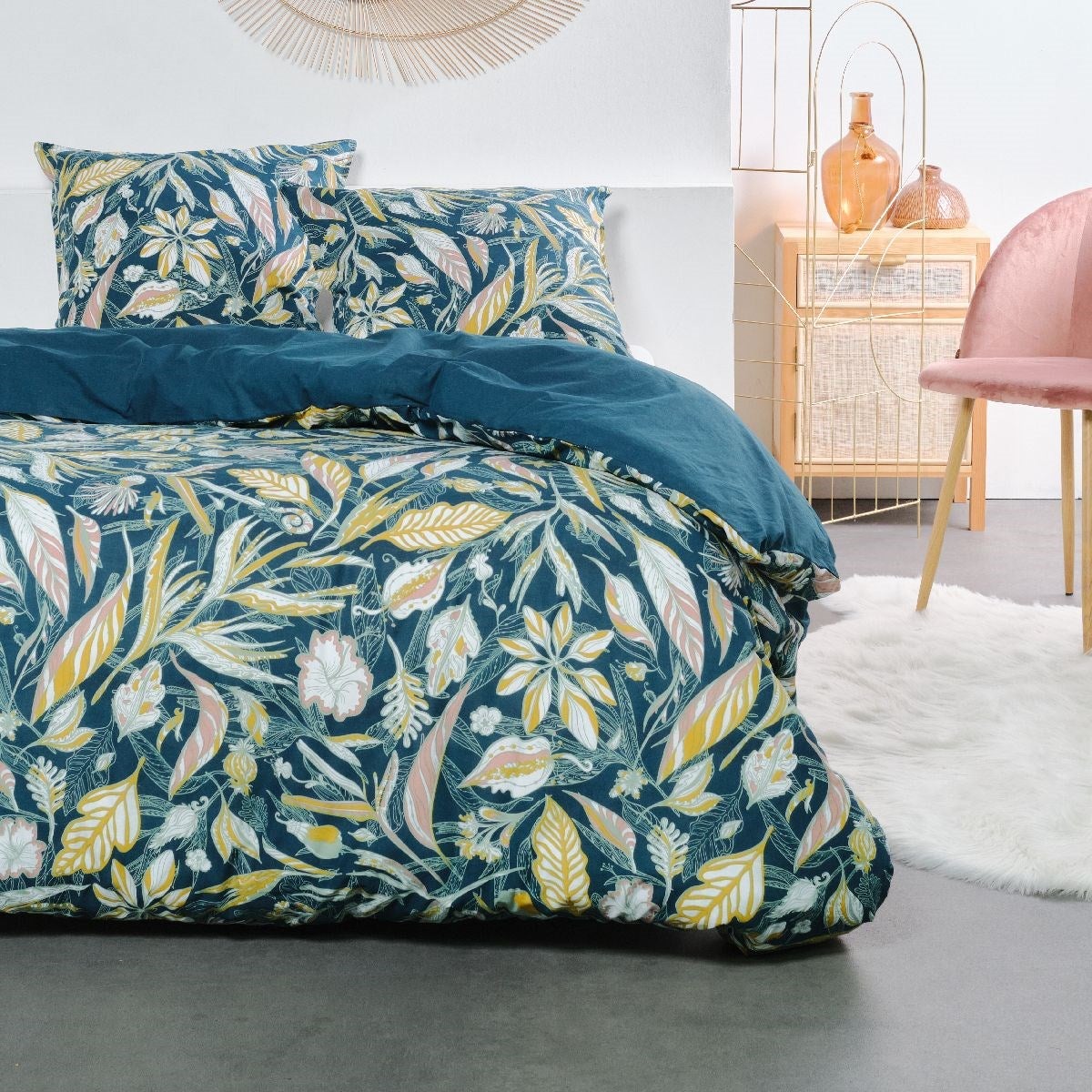Parure De Lit 2 Personnes TODAY Sunshine - Housse Couette 240x260 Cm + 2 Taies 63x63 Cm - Coton Doux, Certifiée Oeko-Tex