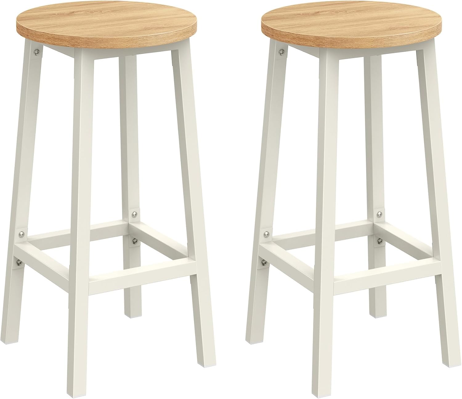 Vasagle Taburete De Bar,Sillas De Bar, Sillas De Cocina Con Estructura De Metal, Comedor, Roble Y Clásico Beige/Blanco , Leroy Merlin