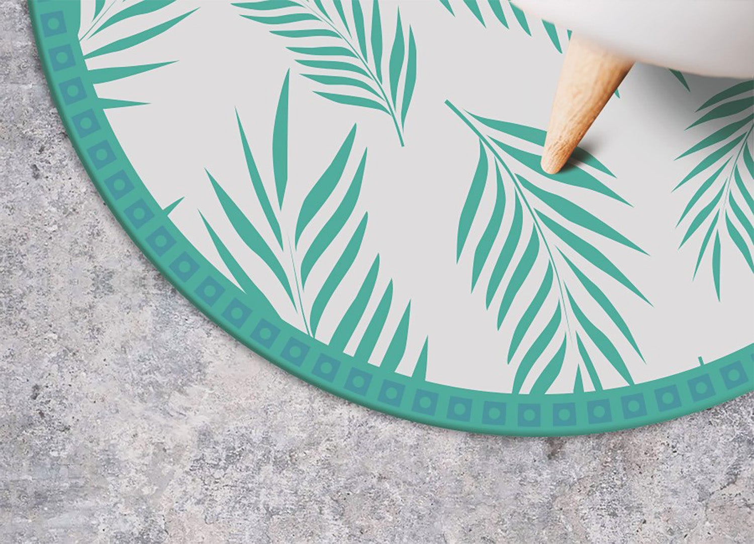 Tappeto PVC rotondo foglie hawaiane tropicali, tappeto vinilico esotico elegante ideale per interni moderni 150x150 cm – Tulup - 3