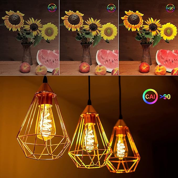 Ampoule LED Vintage Edison E27 - Verre Ambré, Style Rétro, Culot Vis, Équivalent 40W, 2200K, 3 Pièces [Classe F] - 5