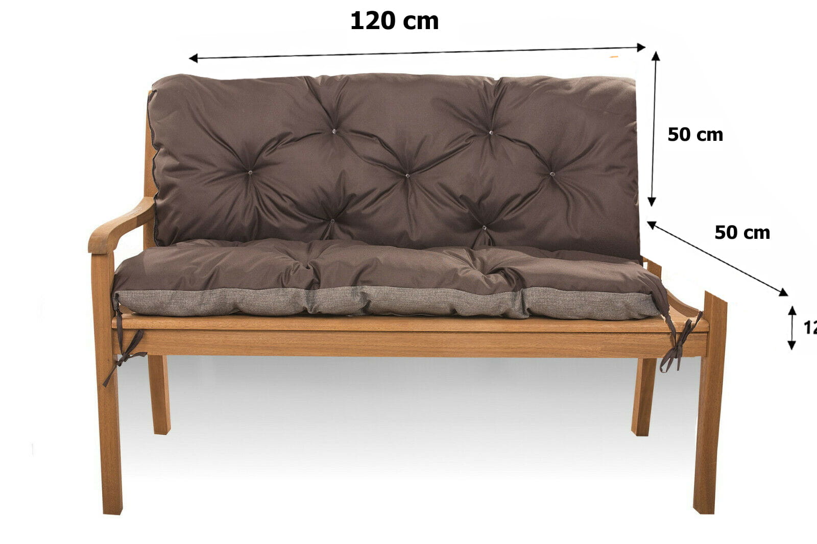 Coussin pour banc de jardin 120x50x50cm, coussin de jardin Marron, coussin de balançoire, coussin de banc de jardin, coussin de banc extérieur - 2