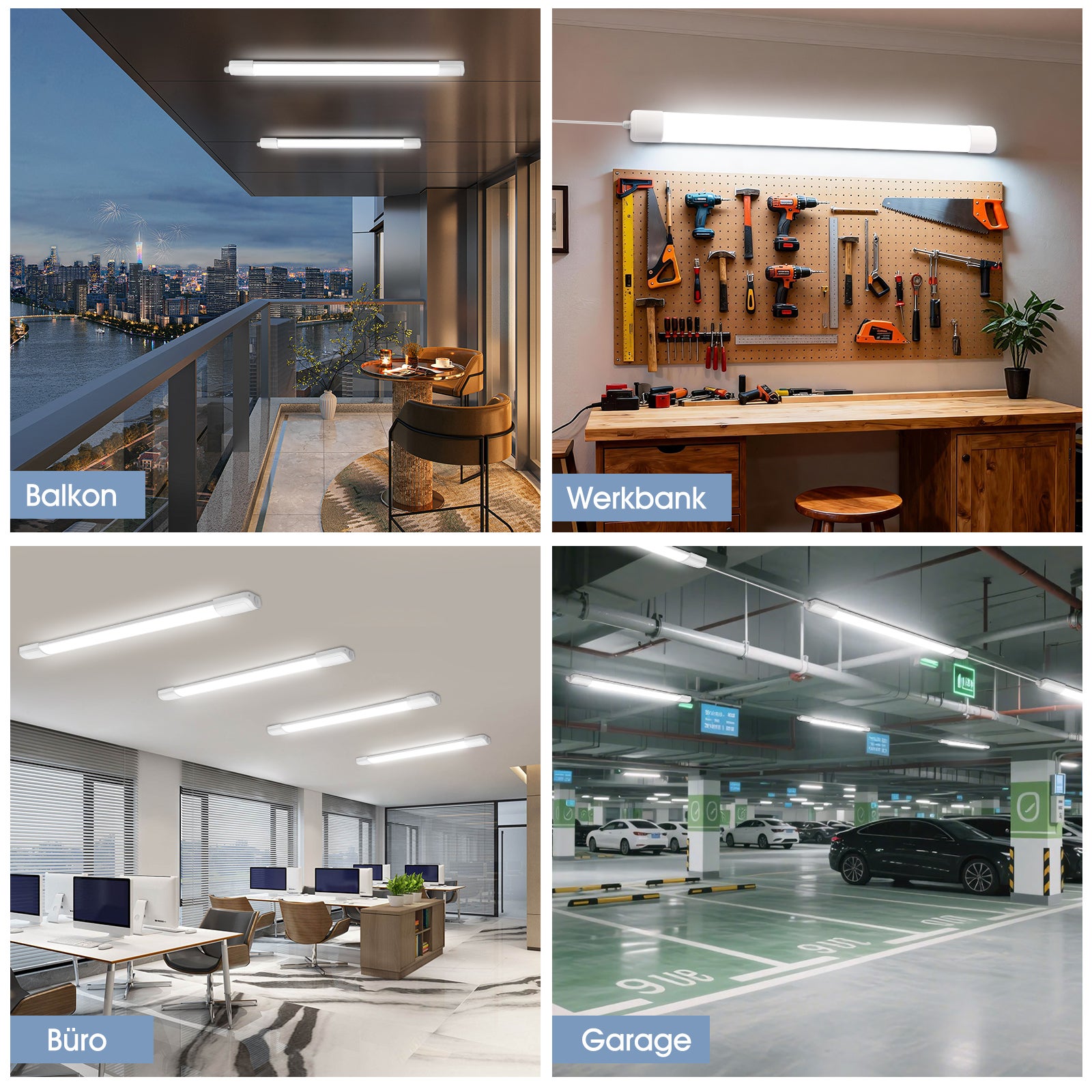 LOVHAUS 2 Sztuki Oprawa Garażowa LED Wodoszczelna 60CM IP65, Oprawa LED 20W 2200LM, Rurka LED 4000K Biały Neutralny Do Piwnicy Biura Fabryki - 7