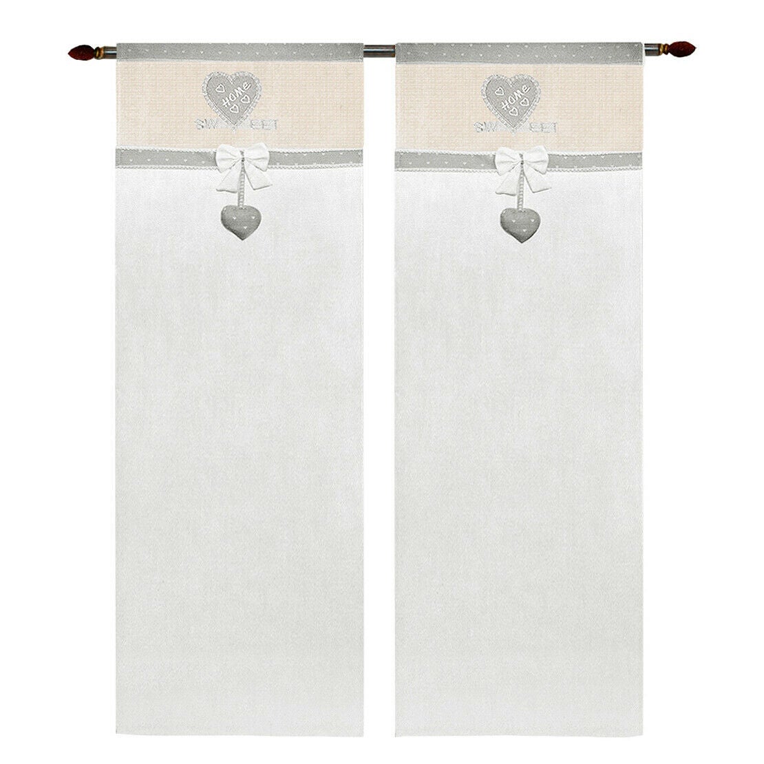 Lot De 2 Rideaux De Porte Intérieure En Lin Semi-transparent - Taille 60x240 Cm, Style Shabby Chic - Passants En Tissu, Lavables En Machine