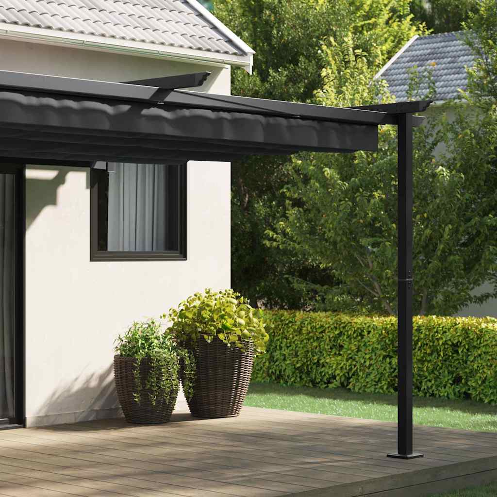 vidaXL Gazebo Montado en la Pared Antracita 3 x 4 m Acero - 4