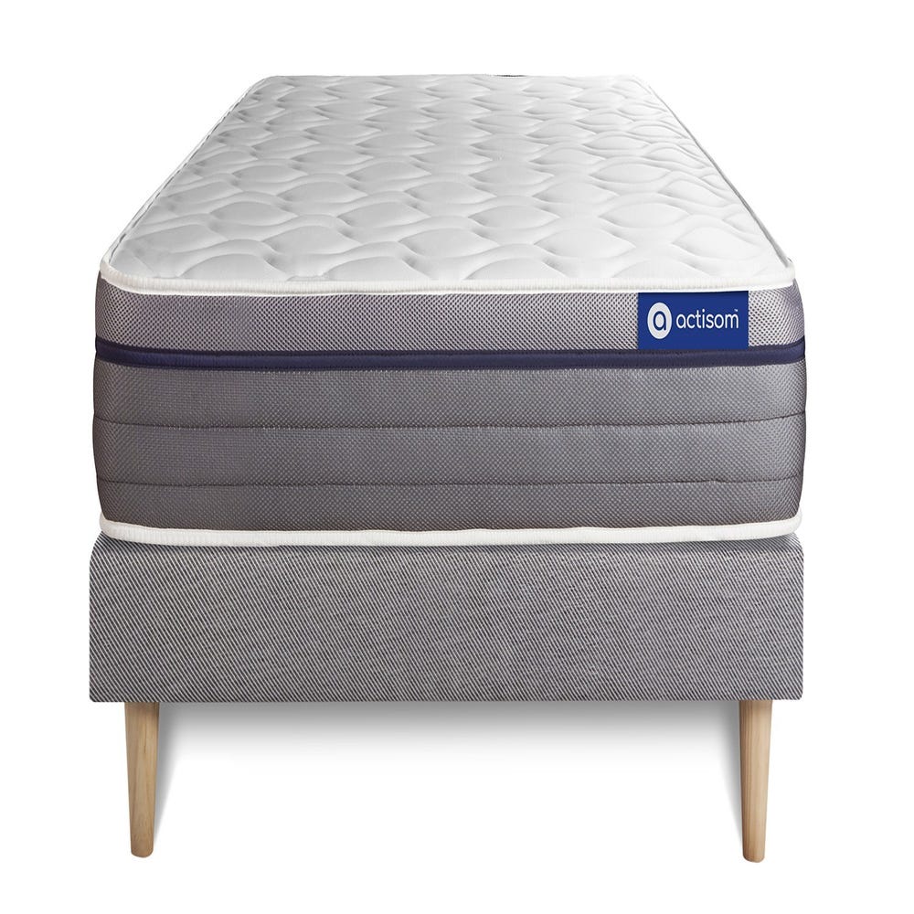 Matelas Hybride 160x200 Cm + Sommier à Lattes - Mémoire De Forme Et Ressorts Ensachés, Ferme, épaisseur 26 Cm, Marque Française