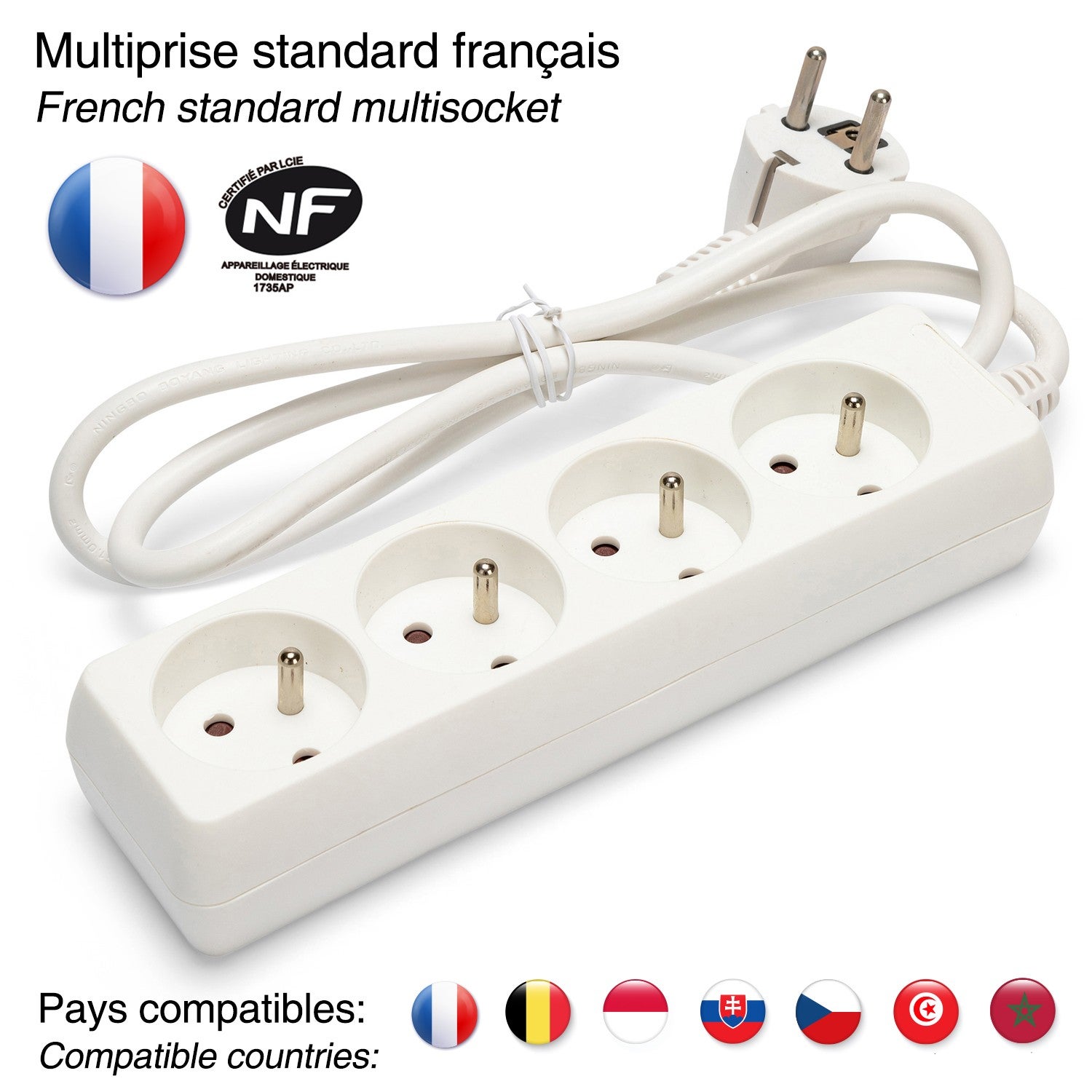 Bloc multiprise 4x16A, 1m H05VV-F3G1.0MM2, CE & NF - 7