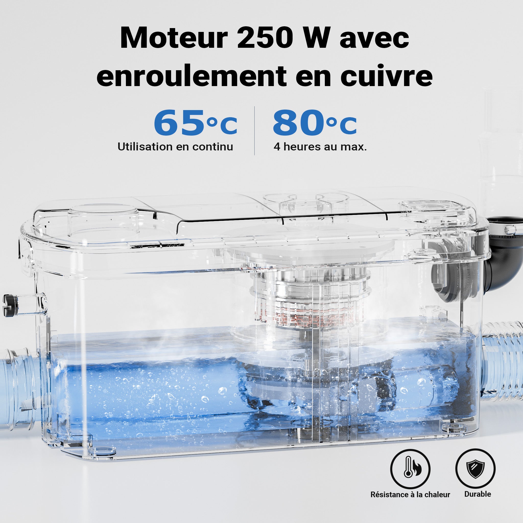 Pompe de relevage 3/1 compacte – 250 W – avec 3 entrées – Hauteur de refoulement max. 8,5 m – Eaux usées Eaux chargées Pompage – Station… XPOtool - 5