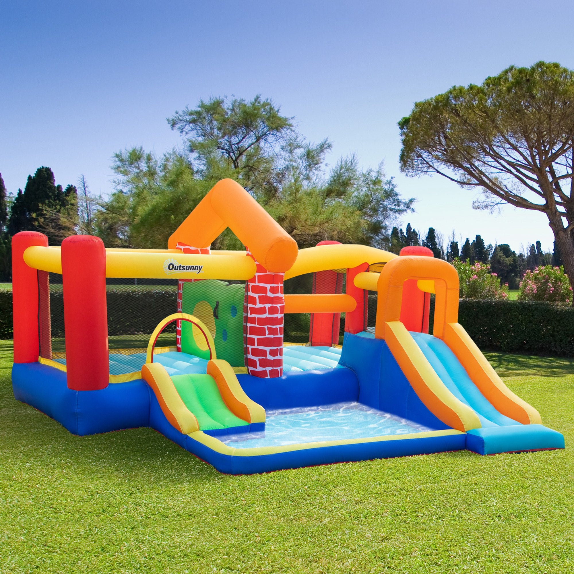 Castelo Insuflável Outsunny Multicolorido Tecido Oxford e Tecido de Poliéster 380x370x230cm - 2