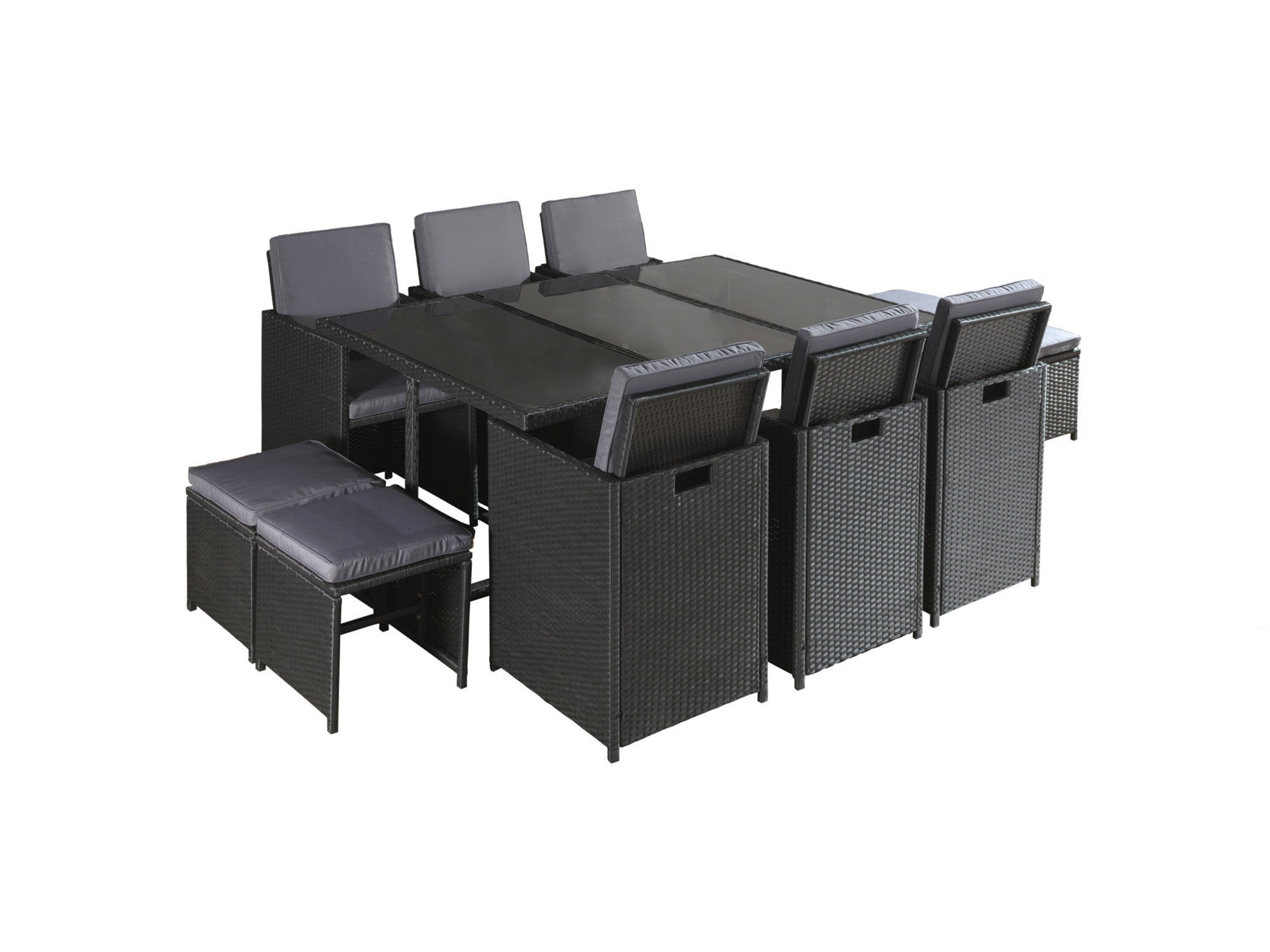 Salon de jardin 10 places en résine tressée noir / gris - FIRA - Best Mobilier - 7