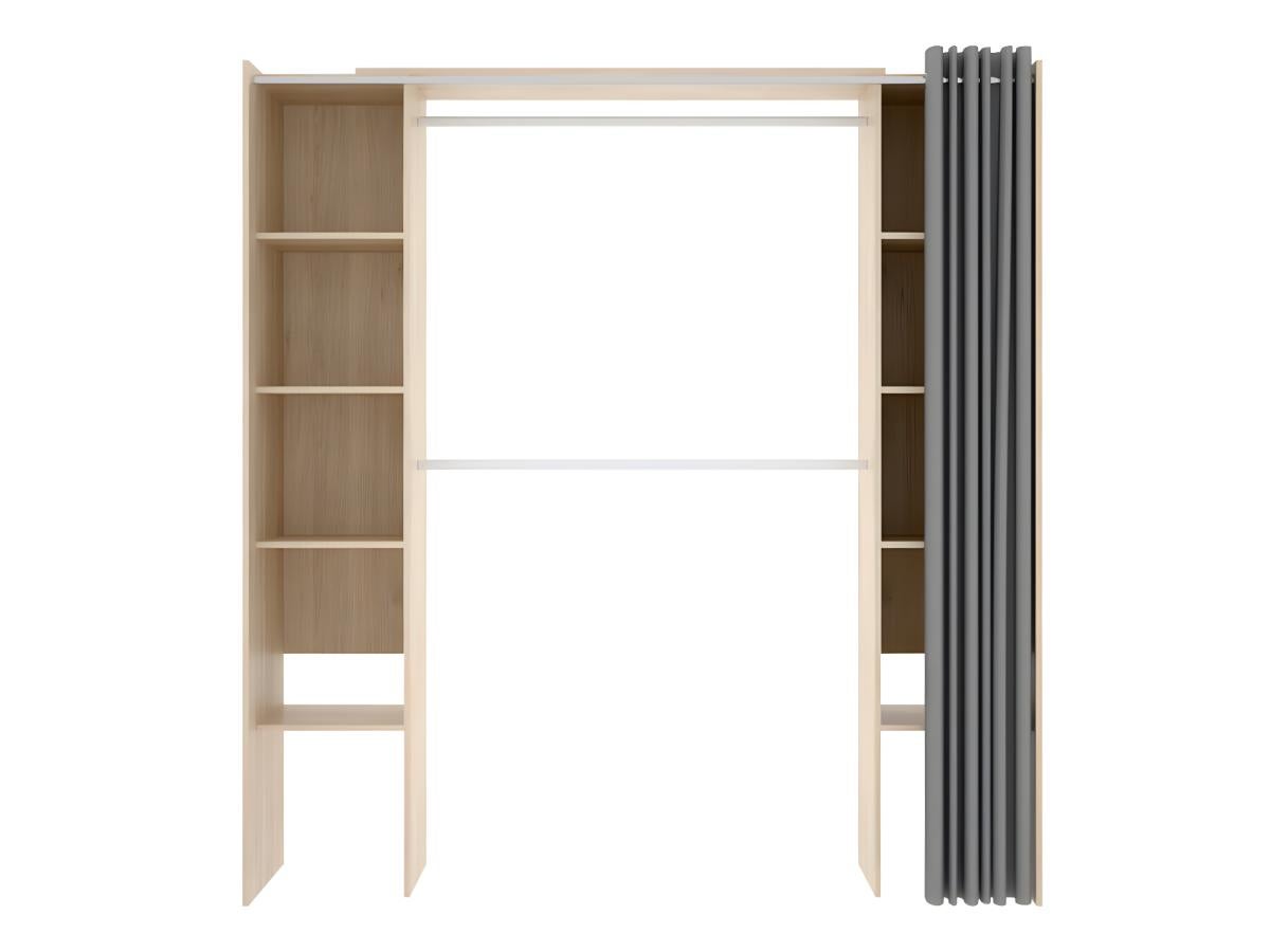 Dressing extensible DORIAN avec rideau - L110/180 cm - Coloris : Chêne et gris - 6