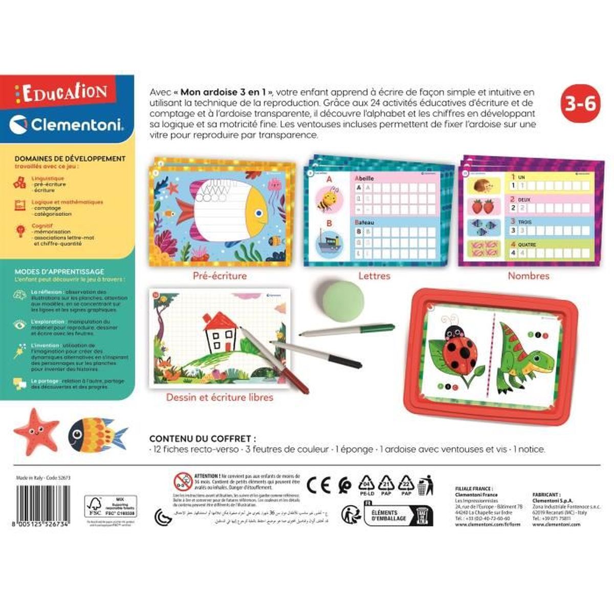 Jeu d'écriture pour enfants - Clementoni - Mon atelier d'écriture - Alphabet et pré-écriture - 7