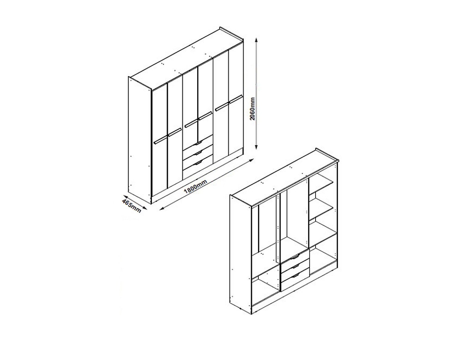 Armoire 6 portes et 3 tiroirs - L180 cm - Coloris : Beige et naturel - PEROLI - 5