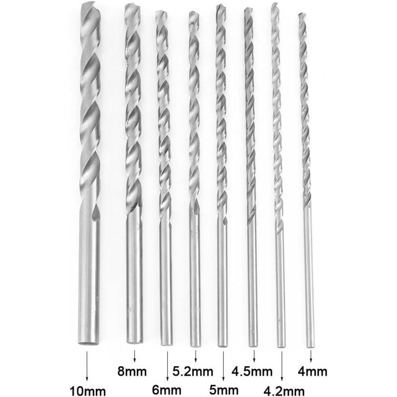 Extra-Longue Foret HSS Foret en Acier à Grande Vitesse Forets Hélicoïdaux Twist Drill (8pcs 200mm) - 4