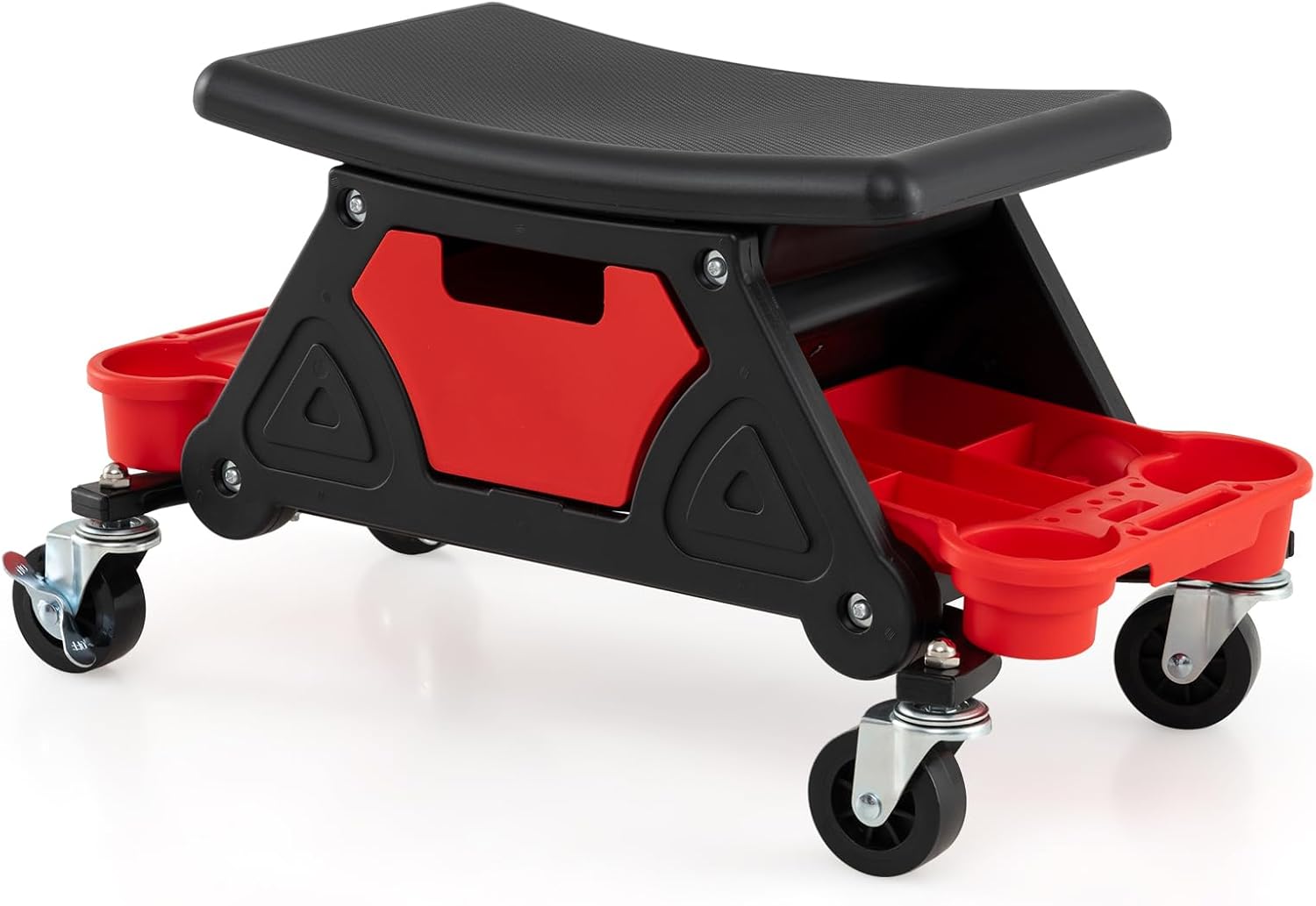 Stołek Warsztatowy dla Mechanika, Mobilny, z Uniwersalnymi i Blokowanymi Kółkami, Nośność do 135 kg, 65 x 33 x 33 cm