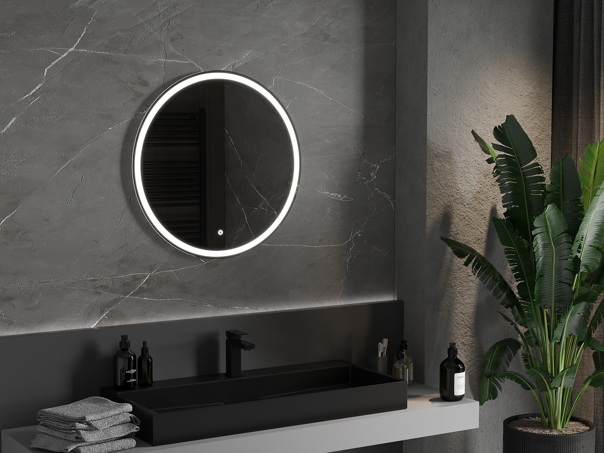 Mexen Gobi lustro łazienkowe podświetlane, okrągłe 70 cm, LED 6000K, antypara - 9801-070-070-611-00 - 2