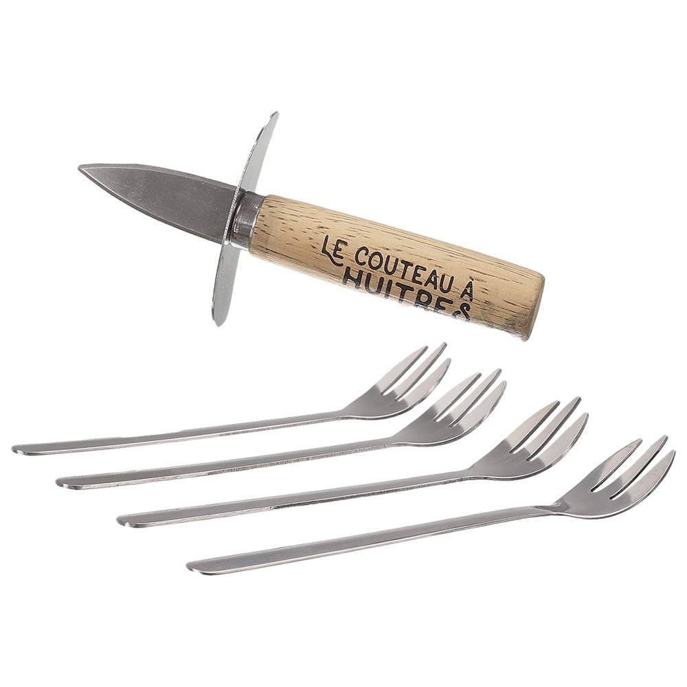 Coffret Huîtres - COOK CONCEPT - Couteau et Fourchettes - Marron et Argent - 6