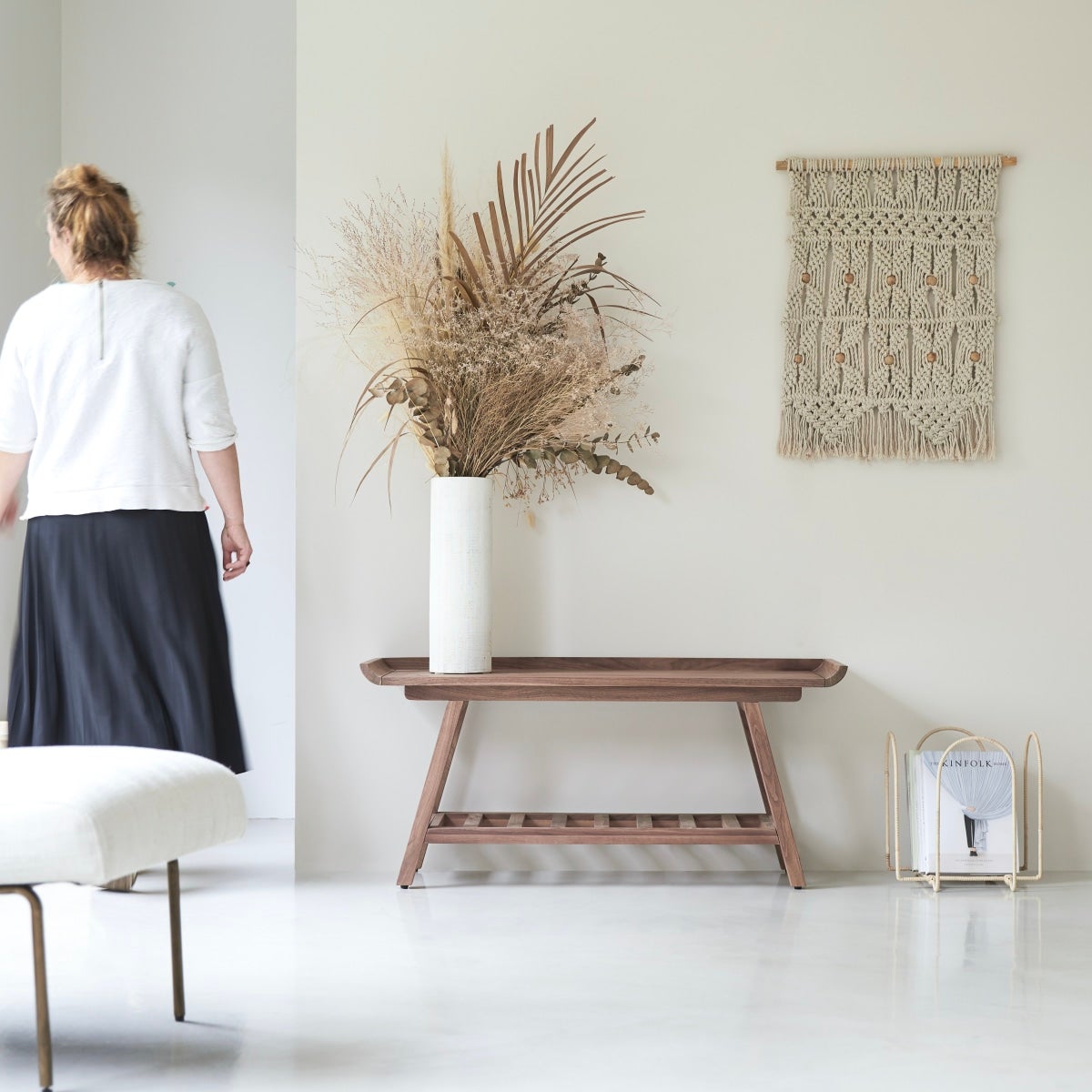 Tikamoon Console basse en bois de noyer 110 Pampa | Leroy Merlin