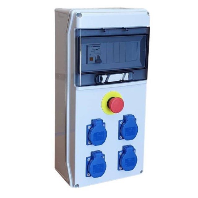 Coffret de distribution 4 prises 2P+T + AU Digital Electric - 30mA - IP65 - ABS