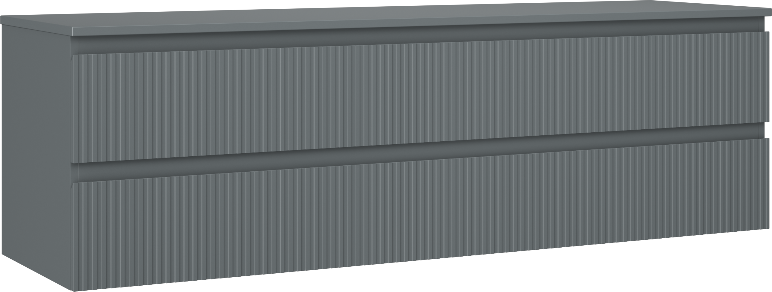 Mexen Rivel szafka łazienkowa podumywalkowa 160 cm z blatem, 2 szuflady, ryflowana , grafit mat - 91A20-16047-2-BFFC66