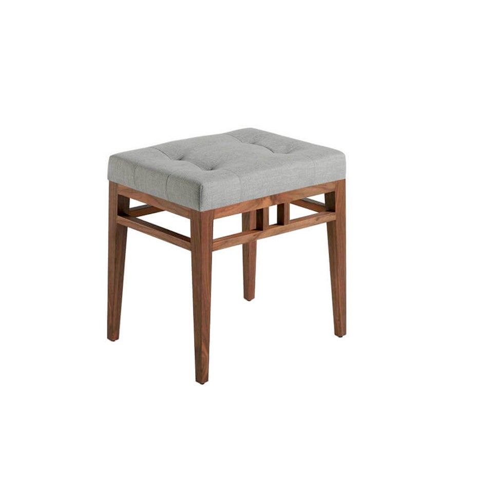 Taboret z szarej tkaniny 48 x 36 x 46 cm