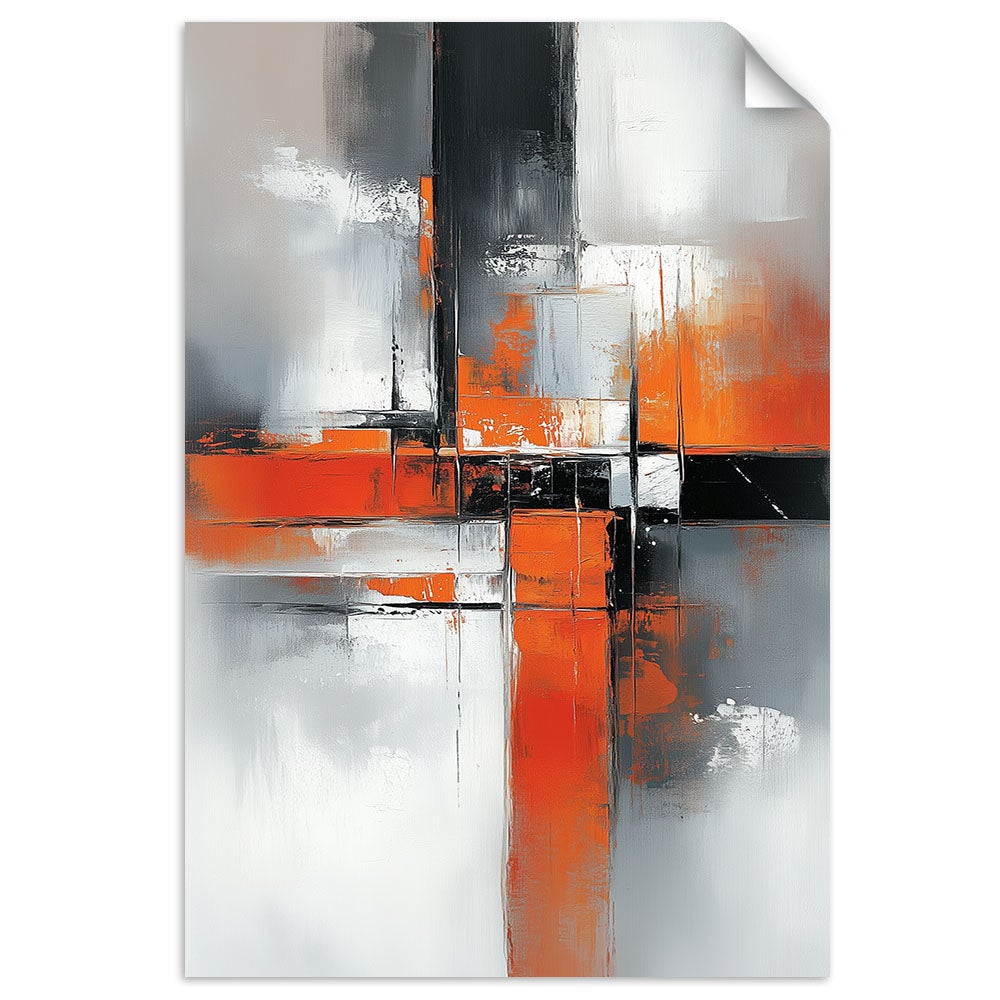 Naklejka samoprzylepna, Abstrakcja Szary beton Pomarańczowy 40x60