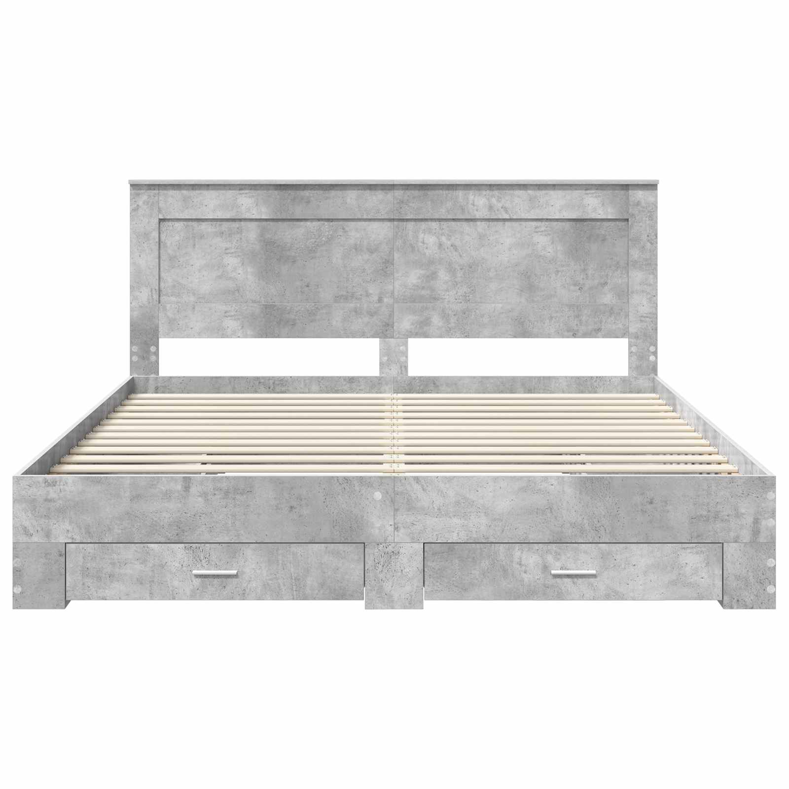 Cadre de lit gris béton 200 x 200 cm panneau de bois - 8