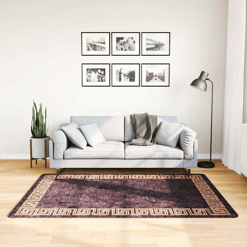 Dywan z możliwością prania, 120x180 cm, czarno-złoty vidaXL