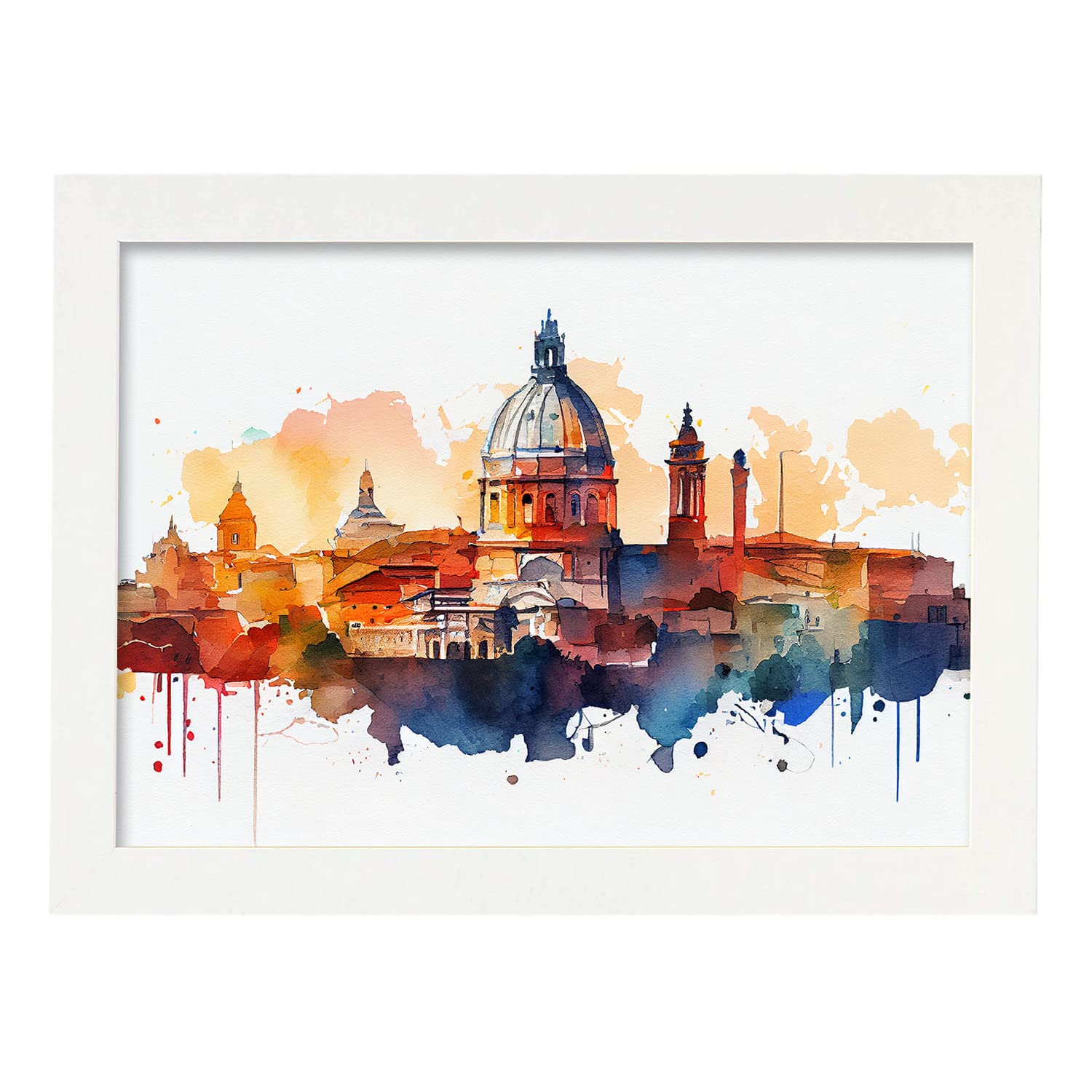 Nacnic poster de roma en estilo acuarela ilustraciones a todo color de ciudades y monumentos del mundo diseño moderno y modelo 1 a3 con marco blancos