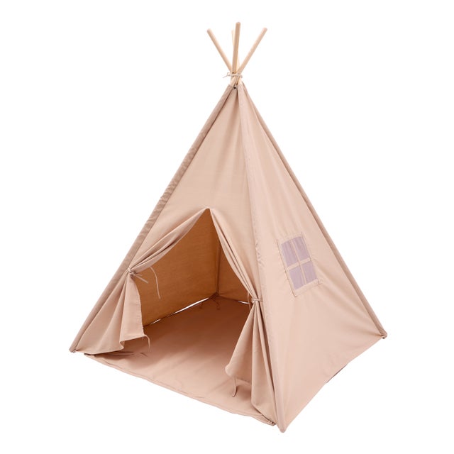 Sunny Vera Tente Tipi Chambre Enfant, Sandy Beige | Coton naturel | Tente de Jeu avec Tapis de Sol inclus | Dimensions 110 x 110 x 160 cm | A partir