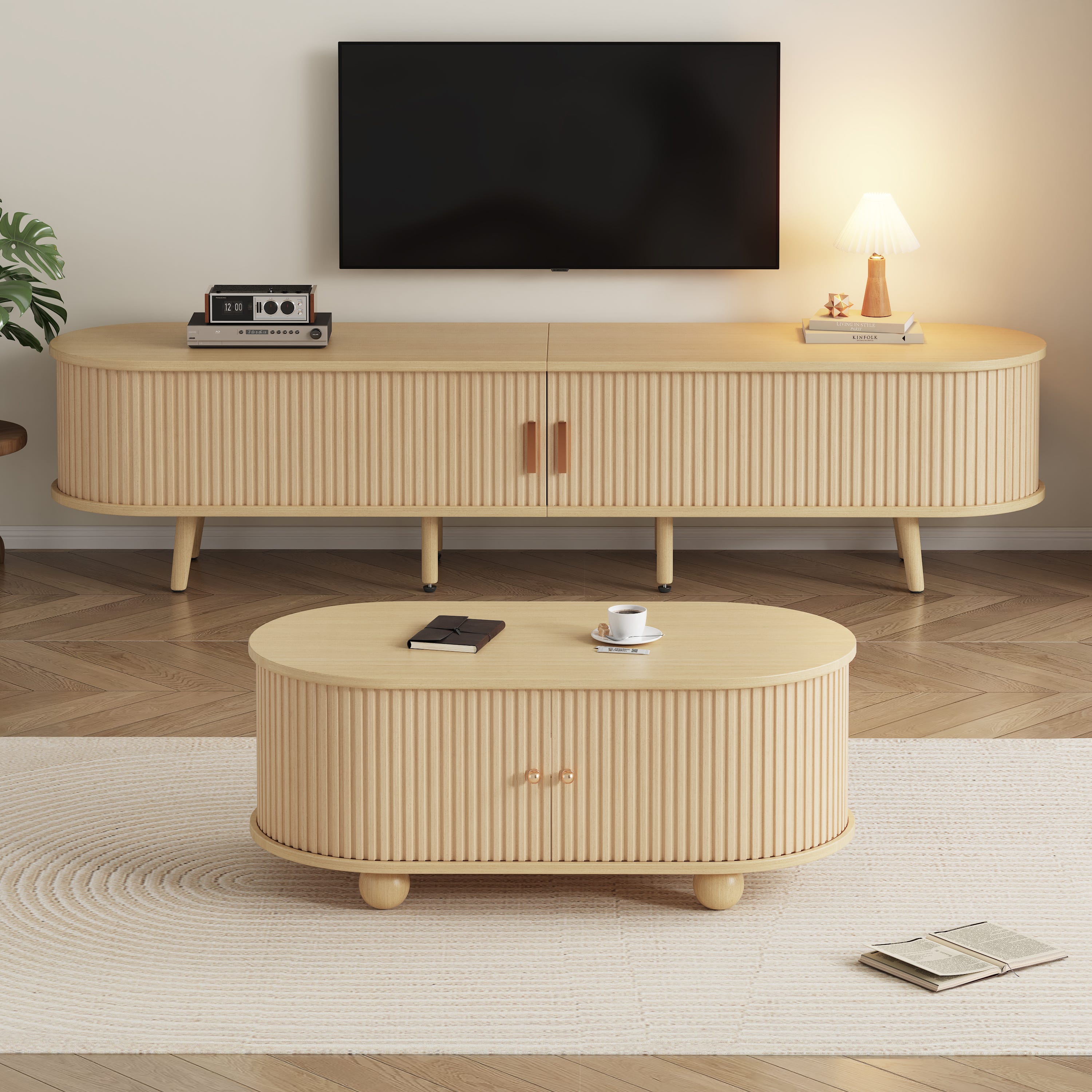 Table Basse et Meuble TV avec Tiroirs , Ensemble Salon Moderne en MDF ...
