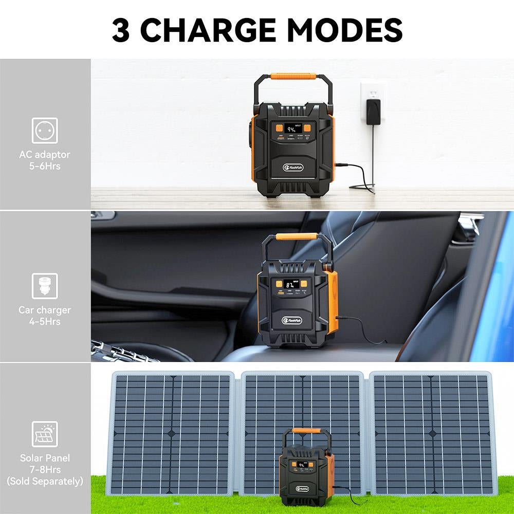 Station d'Énergie Portable Flashfish A201 200W - Batterie 172.8Wh/48000mAh - Prises AC 220V - Compatible Panneaux Solaires - Pour Camping & Urgence - 6