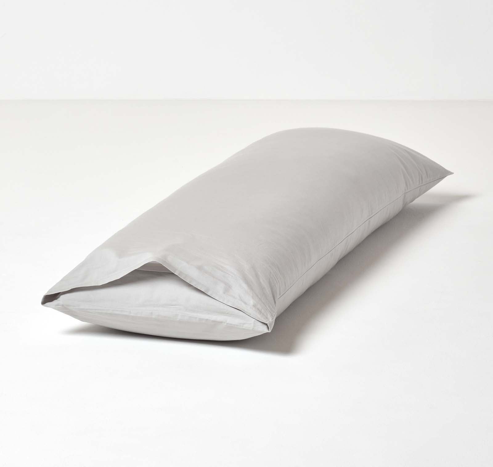 Homescapes Taie de Traversin plat en coton 200 fils Gris Acier 50 x 140 cm Env - 4