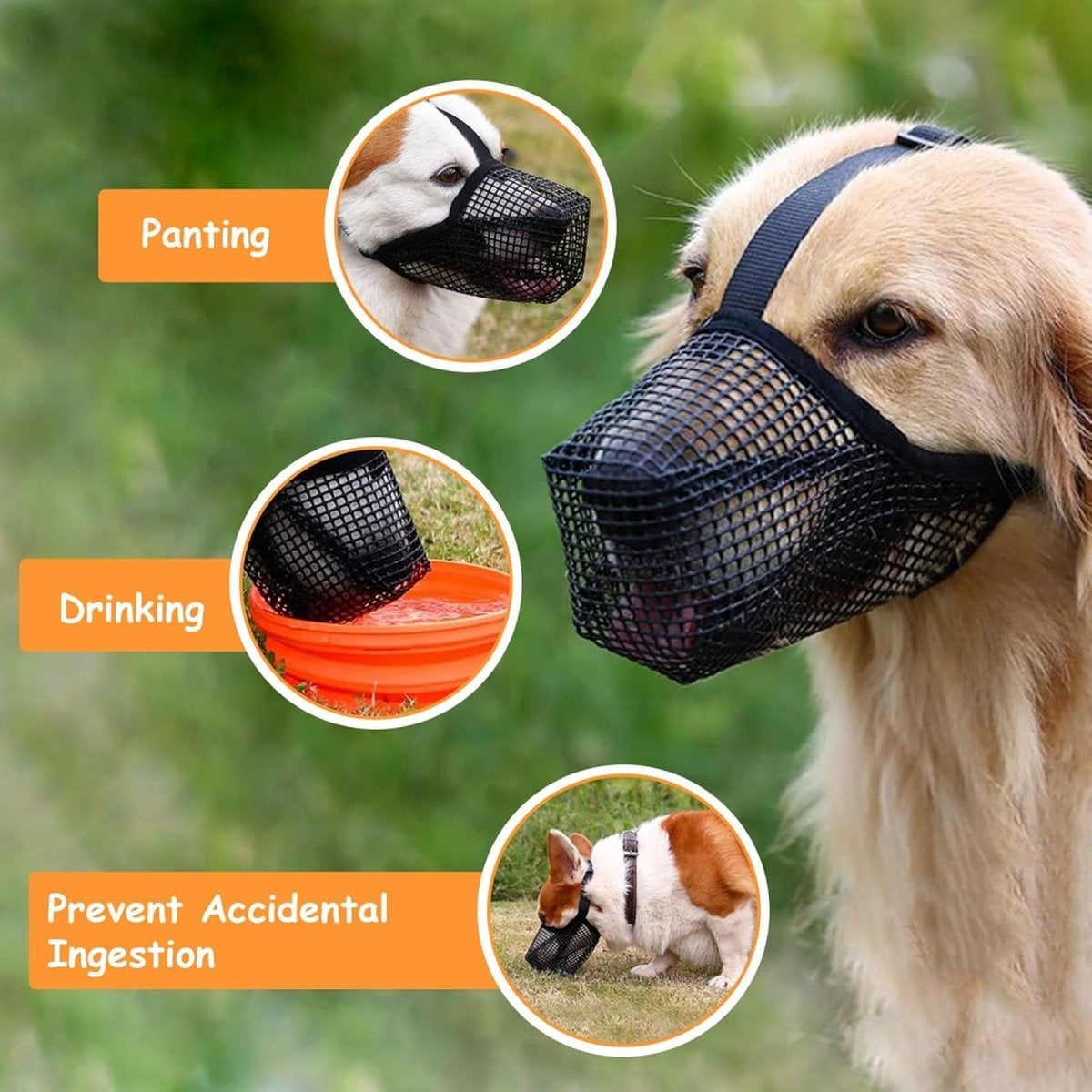 Bozal para perro, bozal de protección bucal de malla suave con correas ajustables, evita que muerdan,gris,XS - 4