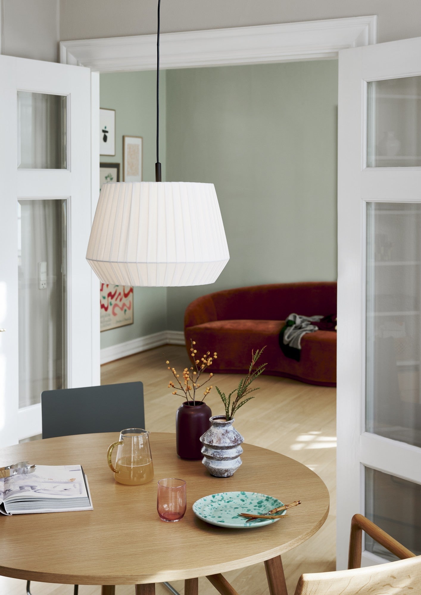 Skandynawska czarna lampa sufitowa z białym bawełnianym abażurem ø40cm DICTE Nordlux