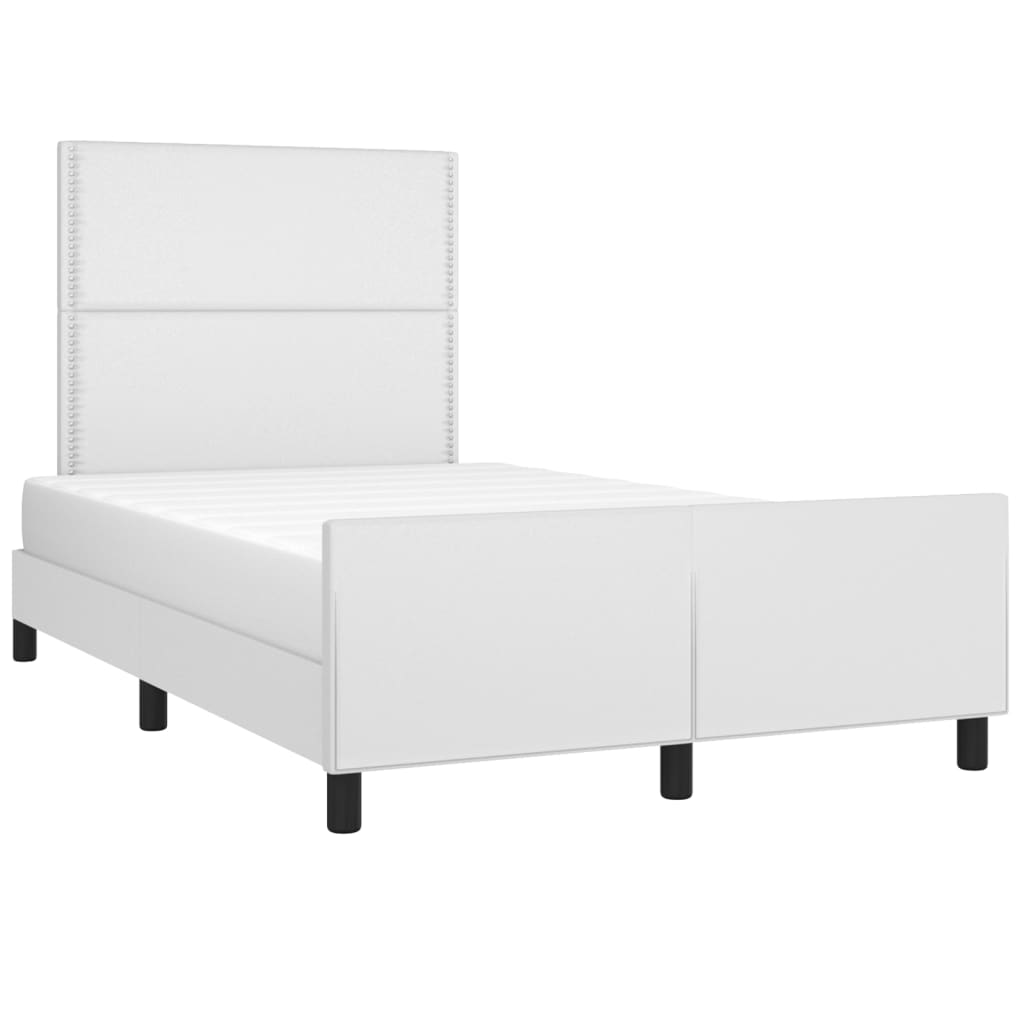 Cadre de lit sans matelas blanc 120 x 190 cm similicuir - 4
