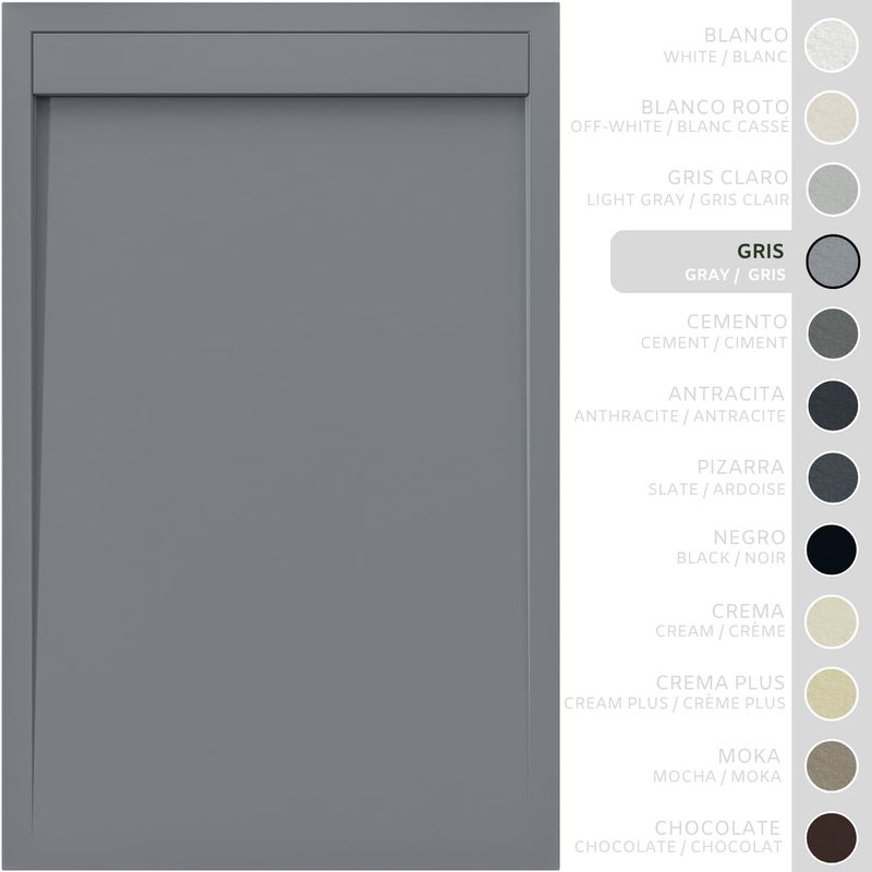 SOULHOME Brodzik prysznicowy– Żywica– Gel Coat– Gładka/Kamienna tekstura – Antypoślizgowy – szary- 200X70- Niski 3cm– Minimalistyczny