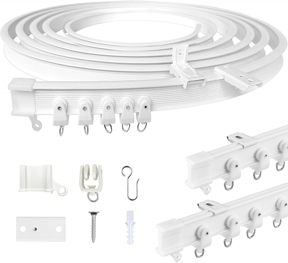 Rail Rideau Courbable Rail de rideau flexible 3M pour plafond, rail de rideau incurvé avec ...