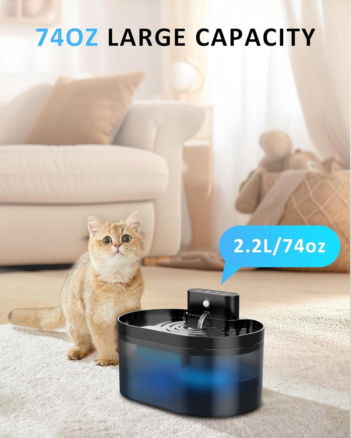 Fontaine à Eau Sans Fil 1,5L Pour Animaux - Détecteur De Mouvement - Pompe Silencieuse - Rechargeable USB - 8