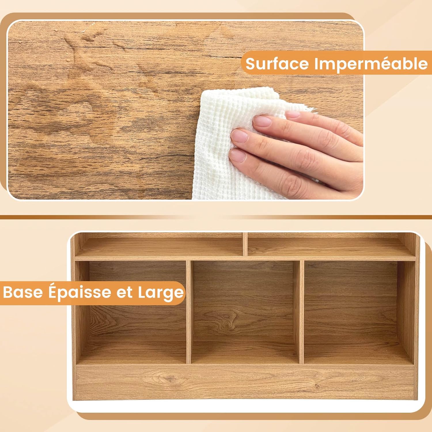 Étagère 8-Cube, Bibliothèque 3 Niveaux avec Compartiments Ouverts, 2 Kits Anti-basculement, Armoire Rangement pour Livres & Jouets, 100 x 24 x 104 cm - 7