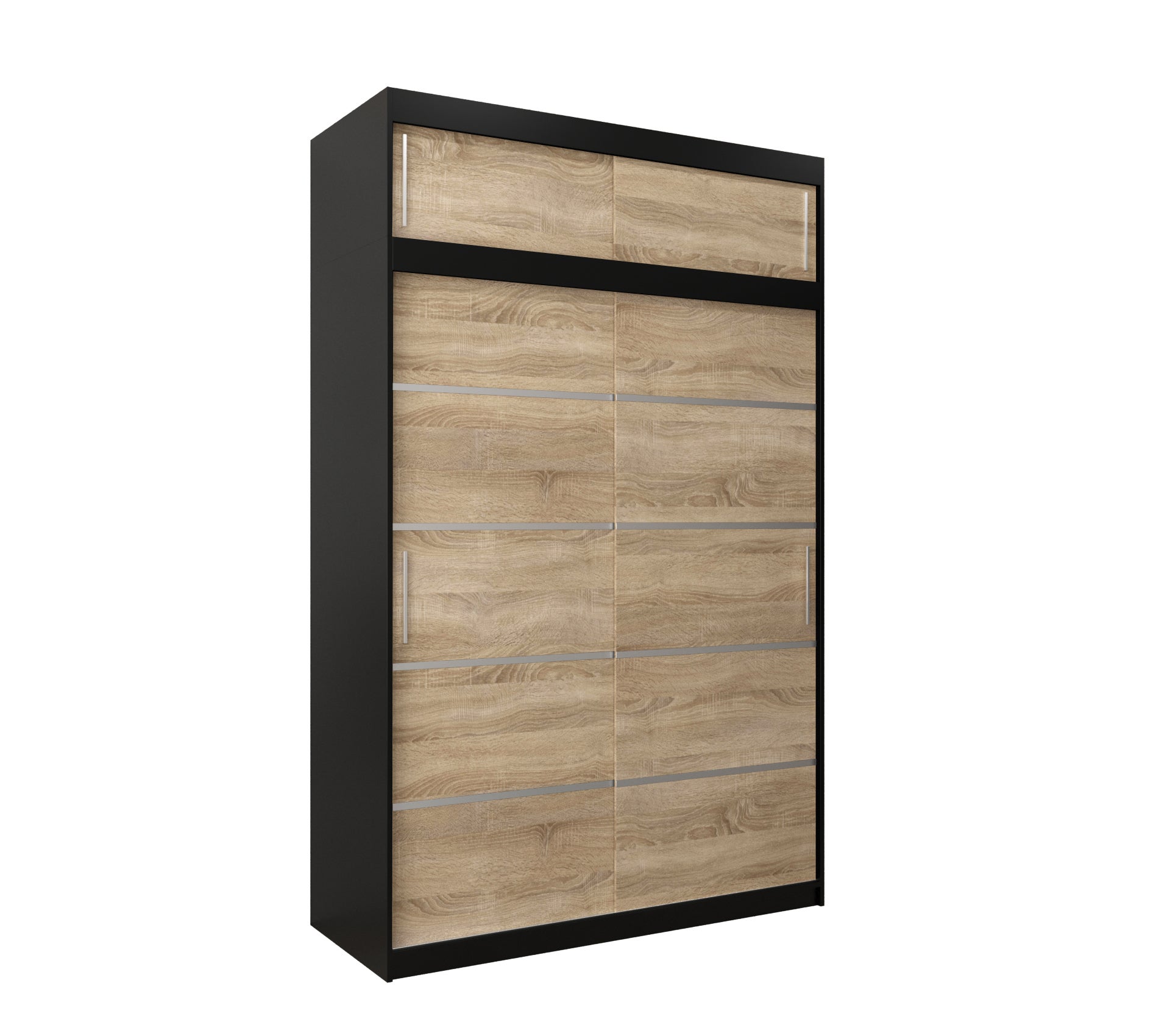Szafa przesuwna z nadstawką garderoba Verona 1 150 x 62 x 240 cm Czarny + Sonoma - Abiks Meble