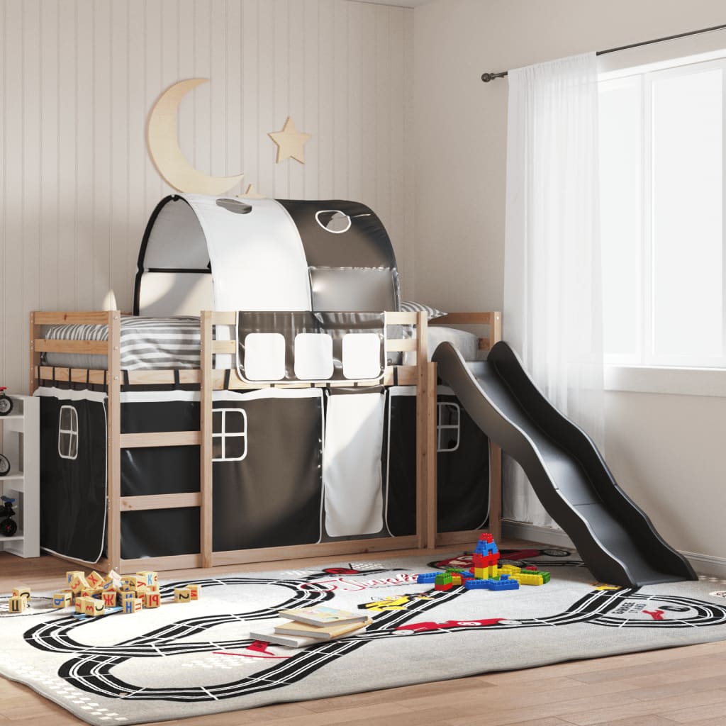 Letto a Castello con Scivolo e Tende Rosa 80x200 cm vidaXL