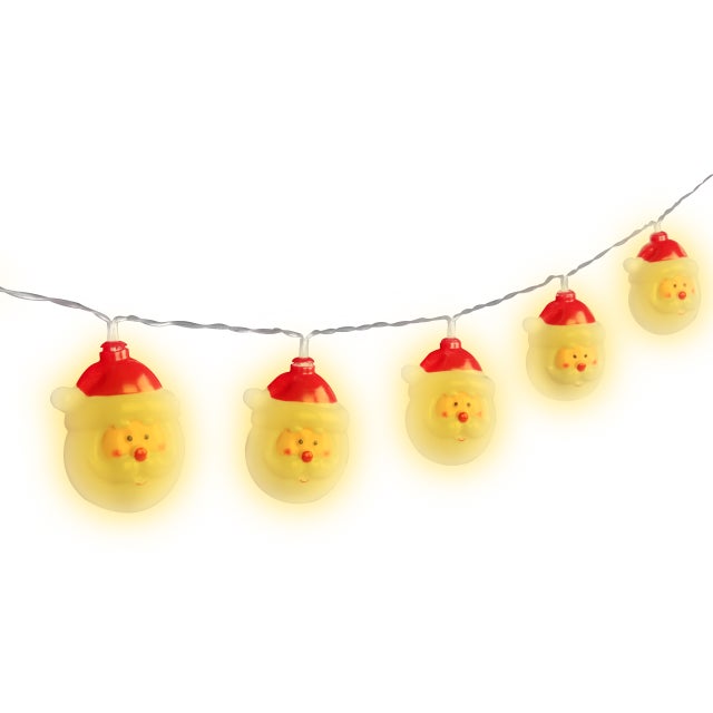 Łańcuch LED świąteczny 1,6m Mikołaje 2700K ciepła biel 10 diod IP45 ozdoba lampki na baterie MasterLED