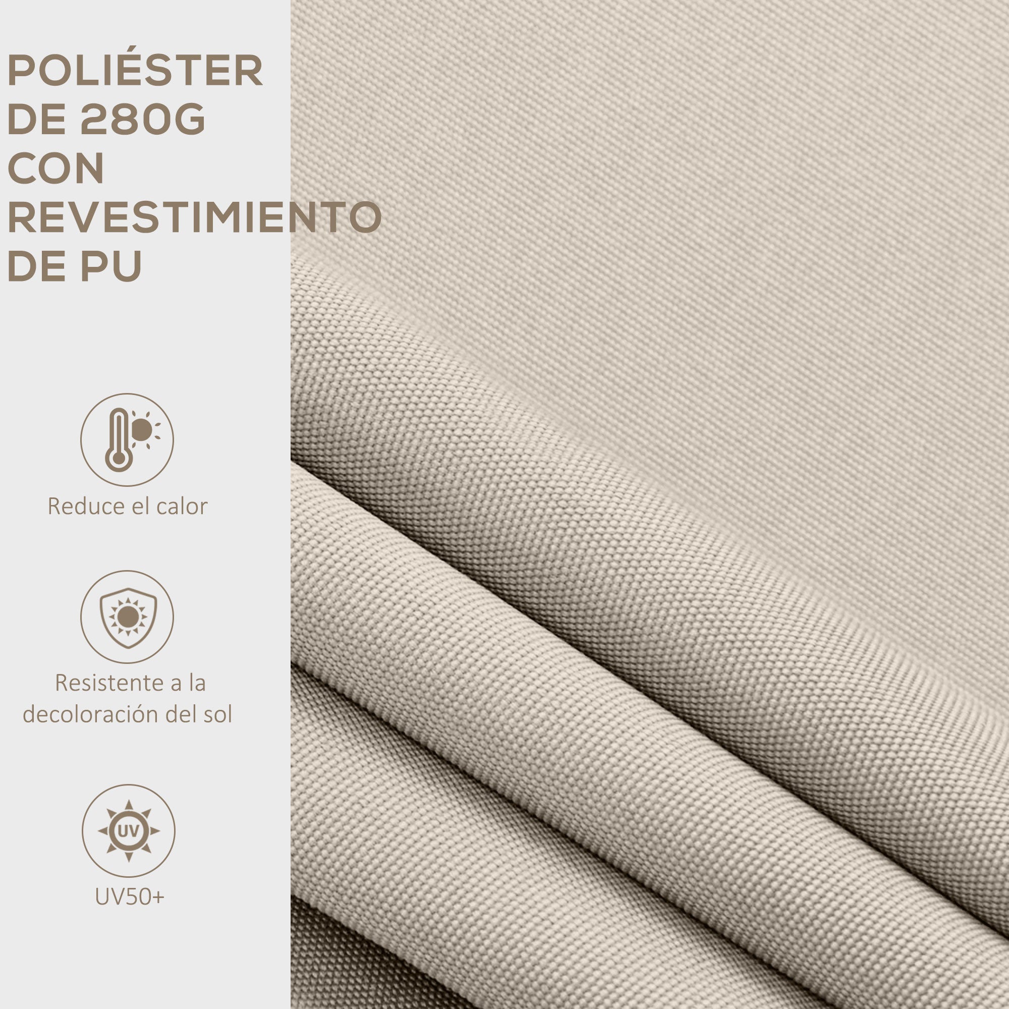 Toldo Manual Retrátil Outsunny Creme Branco Poliéster 280g/m² e Alumínio 200x295cm - 4