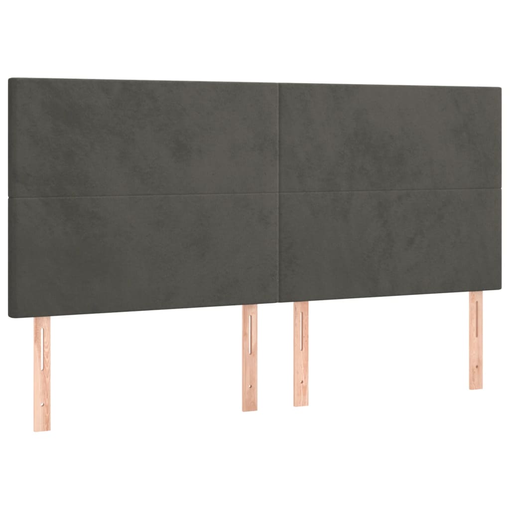 Cadre de lit sans matelas gris foncé 160 x 200 cm en velours - 9