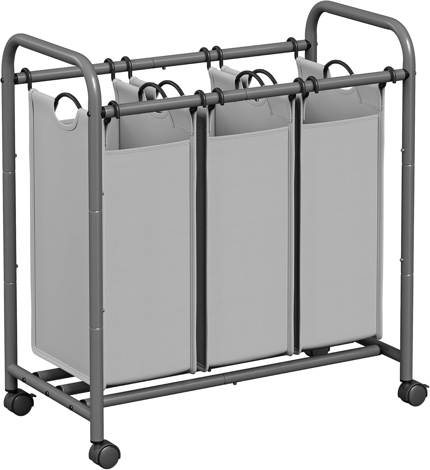 Carrello Portabiancheria Romoon Con 4 Cesti Rimovibili: Struttura In Metallo, Ruote TPR Con Freni, 100x43x80 Cm
