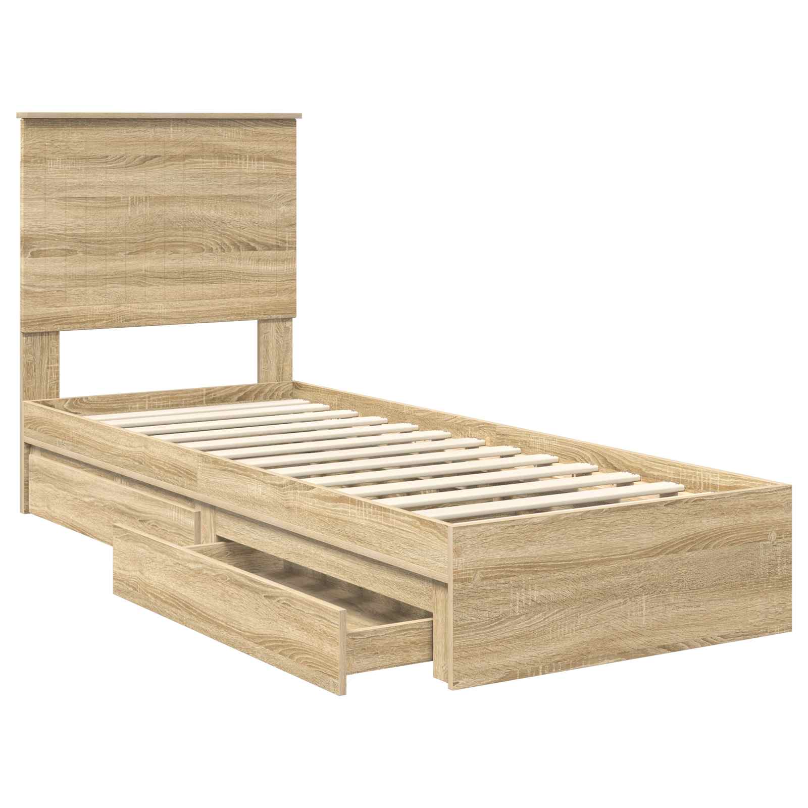 Lit de rangement chêne 75 x 190 cm panneau de bois - 5